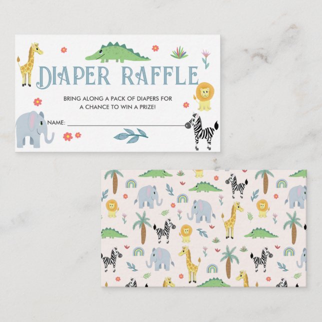 Carte D'accompagnement Cute Safari Baby shower Déchets Raffle (Devant / Derrière)