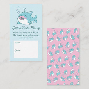 Carte D'accompagnement Cute Shark Baby shower Kawaii Devine Combien De Ro