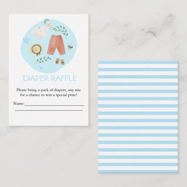Carte D'accompagnement Cute Simple Bébé Vêtements Bleu Déchet Raffle (Devant / Derrière)