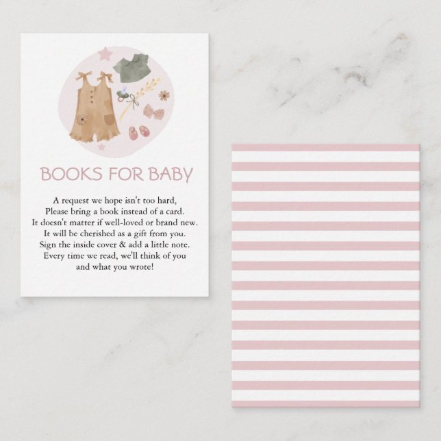 Carte D'accompagnement Cute Simple Bébé Vêtements rose Livres pour Bébé (Devant / Derrière)
