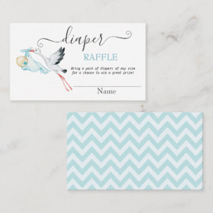 Carte D'accompagnement Cute Stork Baby Zigzag Diaper Raffle