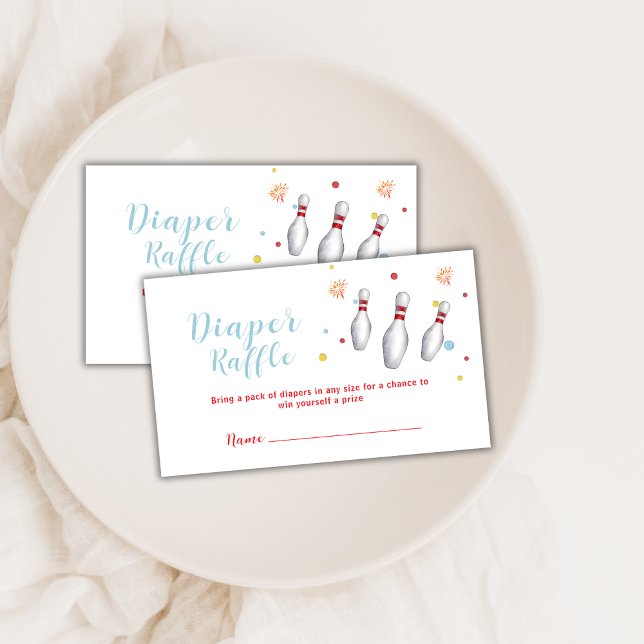 Carte D'accompagnement Cute Strike Up Bowling Diaper Raffle Baby Shower  (Cute Strike Up Bowling Diaper Raffle Baby Shower Enclosure Card)