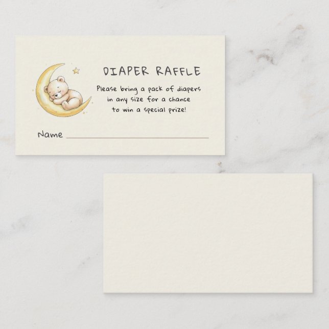 Carte D'accompagnement Cute Teddy Bear Baby shower Diaper Raffle (Devant / Derrière)