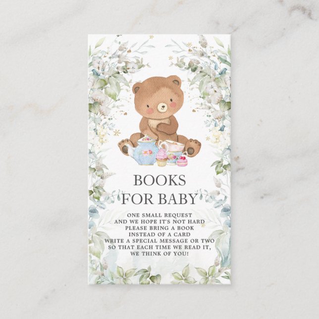 Carte D'accompagnement Cute Teddy Bear Chic High Tea Livres bébé pour béb (Devant)