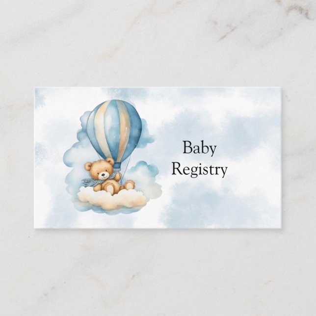 Carte D'accompagnement Cute Teddy Bear Hot Air Balloons Baby Registry (Devant)