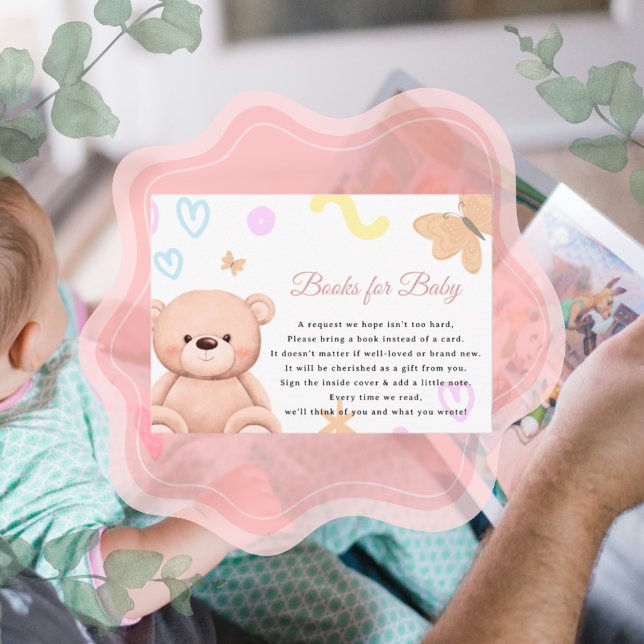 Carte D'accompagnement Cute Teddy Bear Livres roses pour bébé (Teddy Bear Pink books for baby Enclosure Card
For more advanced personalisation of this design, simp)