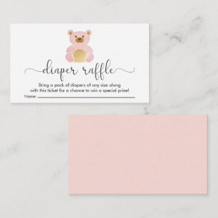 Carte D'accompagnement Cute Teddy Ours Déchets Raffle Bébé Fille Douche