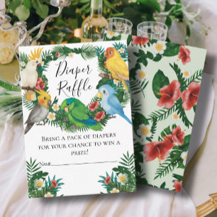 Carte D'accompagnement Cute Tropical Exotic bébé perroquets Déchets Raffl