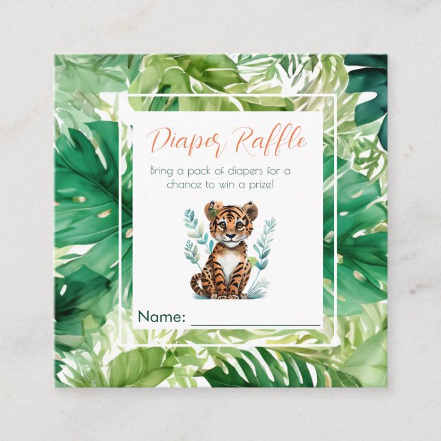Carte D'accompagnement Cute Tropical Tiger Baby shower Déchets Raffle (Devant)