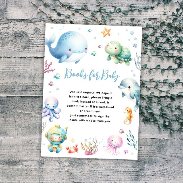 Carte D'accompagnement Cute Under the sea Baby shower Livres pour bébé (Créateur téléchargé)