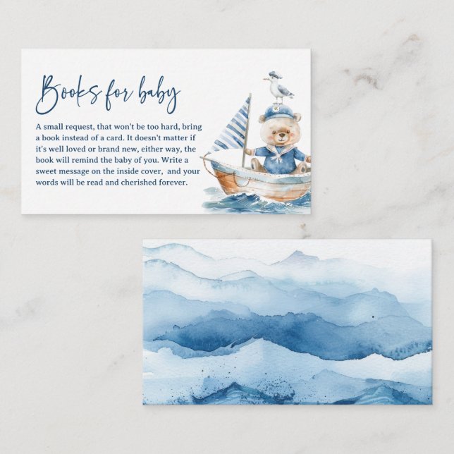 Carte D'accompagnement Cute Watercolor Nautical Ahoy Livres pour bébé (Devant / Derrière)