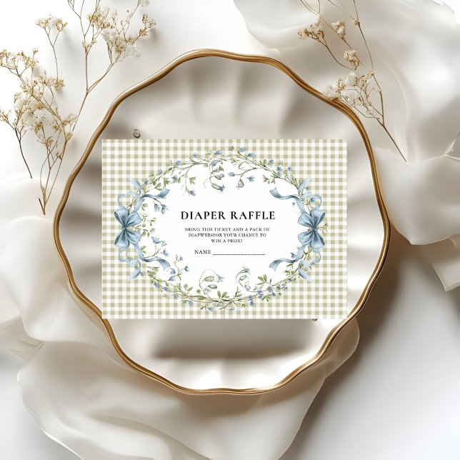 Carte D'accompagnement Cute Watercolor Squirrel Gingham Diaper Raffle  (Créateur téléchargé)