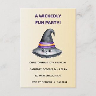 Carte D'accompagnement Cute Witch Hat Halloween Birthday Reception Card 