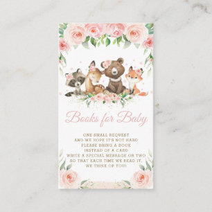 Carte D'accompagnement Cute Woodland Animals Pink Floral Livres pour bébé