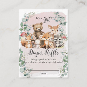 Carte D'accompagnement Cute Woodland Animaux Verdure Girl Baby shower