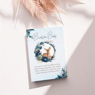 Carte D'accompagnement Cute Woodland Deer Blue Floral Livres pour bébé