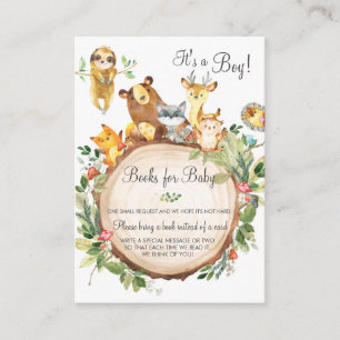 Carte D'accompagnement Cute Woodland Greenery Baby showers Livres pour bé