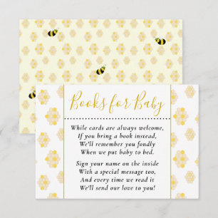 Carte D'accompagnement Cute Yellow Bee Honeycomb Livres pour Baby shower