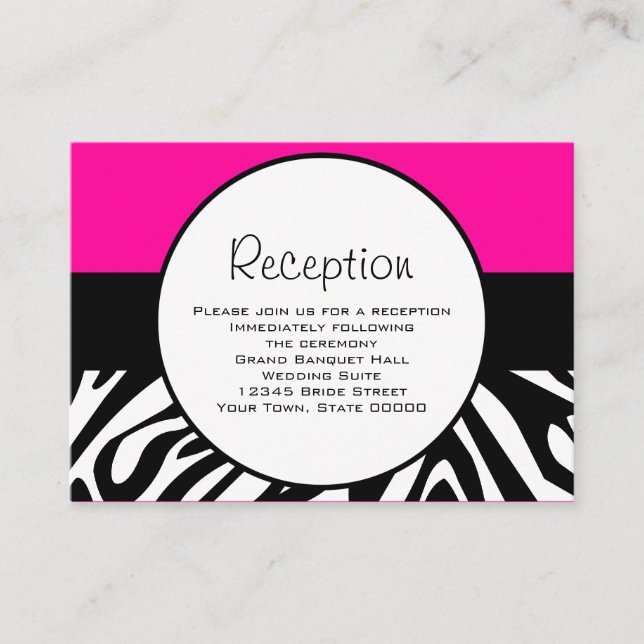 Carte D'accompagnement Cute Zebra Imprimer Personnalisé Hot Pink Informat (Devant)