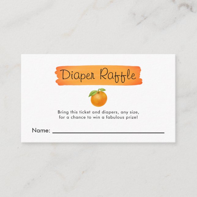 Carte D'accompagnement Cutie Orange Citrus Baby shower Déchets Raffle (Devant)