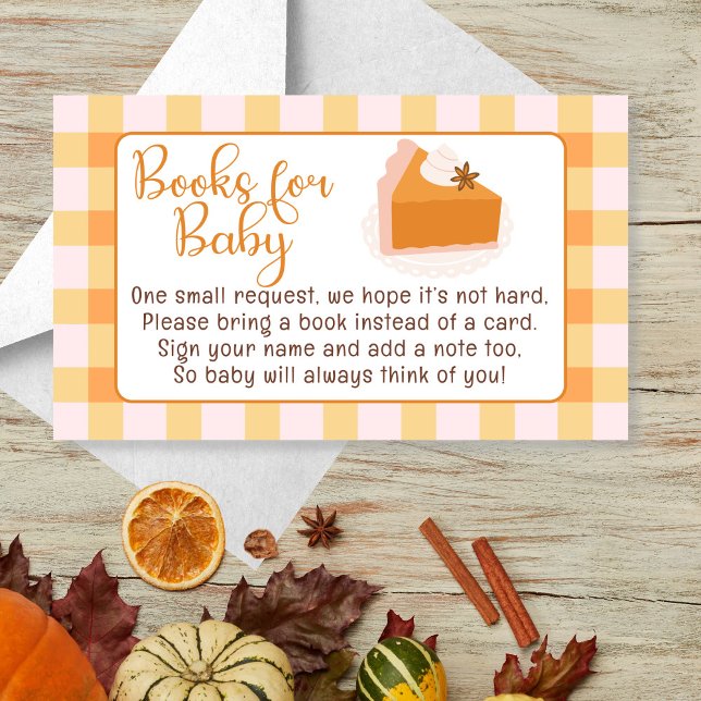 Carte D'accompagnement Cutie Pie En vichy Fall Baby showers Livres pour b (Cutie Pie Gingham Fall Baby Shower Books for Baby Enclosure Card)