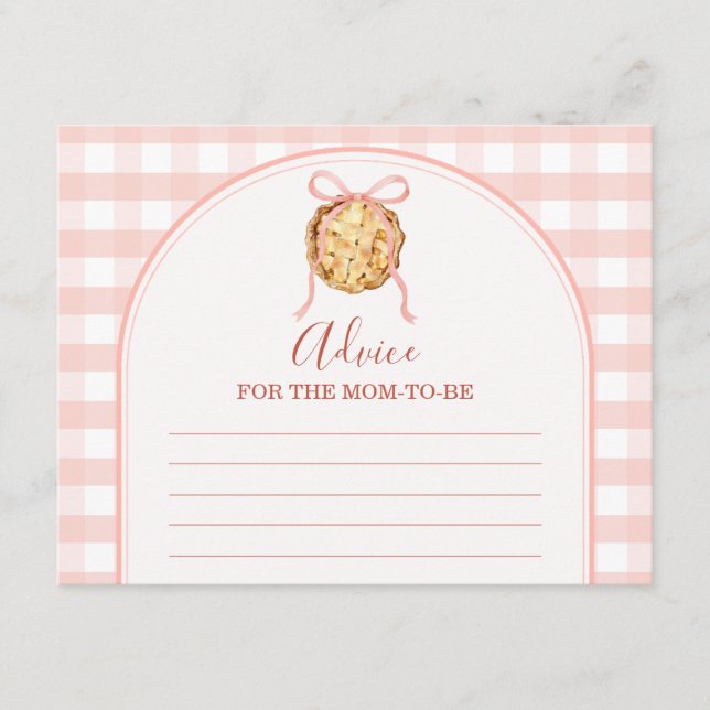 Carte D'accompagnement Cutie Pie Pastel Pink Gingham Advice For Mommy (Devant)