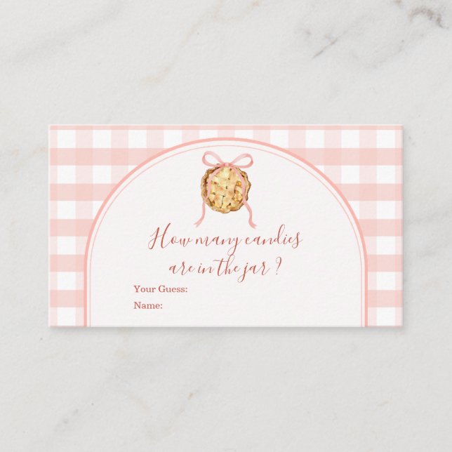 Carte D'accompagnement Cutie Pie Pastel Pink Gingham How Many Candies (Devant)