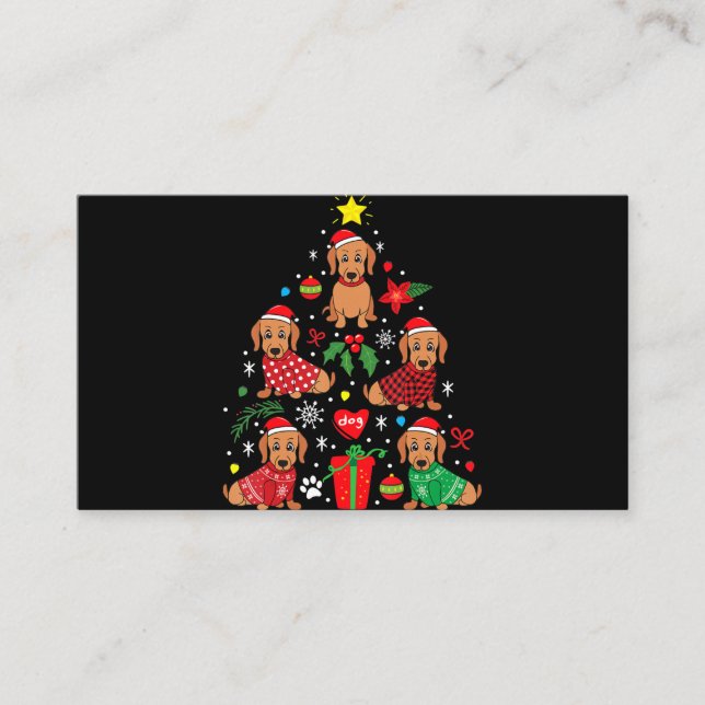 Carte D'accompagnement Dachshund Arbre de Noël Ornement Drôle Weenie Chie (Devant)
