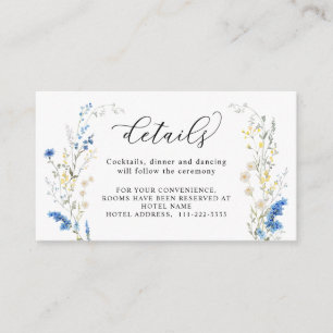 Carte D'accompagnement Dainty Dusty Blue Wild Flower Boho Détails du Mari