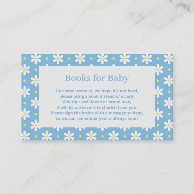 Carte D'accompagnement Daisy Baby Shower Book Request (Devant)