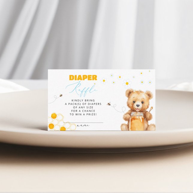 Carte D'accompagnement Daisy Bear Diaper Raffle Girl Baby shower (Créateur téléchargé)