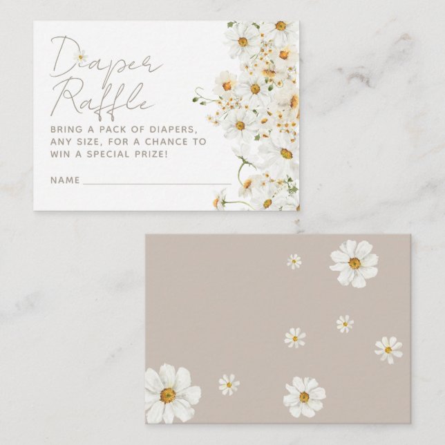 Carte D'accompagnement Daisy Boho Fleur sauvage Baby shower Daisy Raffle (Devant / Derrière)