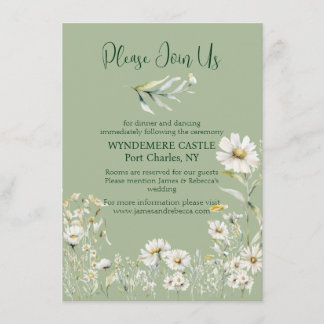 Carte D'accompagnement Daisy Earthy Sage & Botanical Greenery Wedding