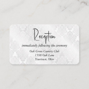 Carte D'accompagnement Damas satin blanc pour Mariage