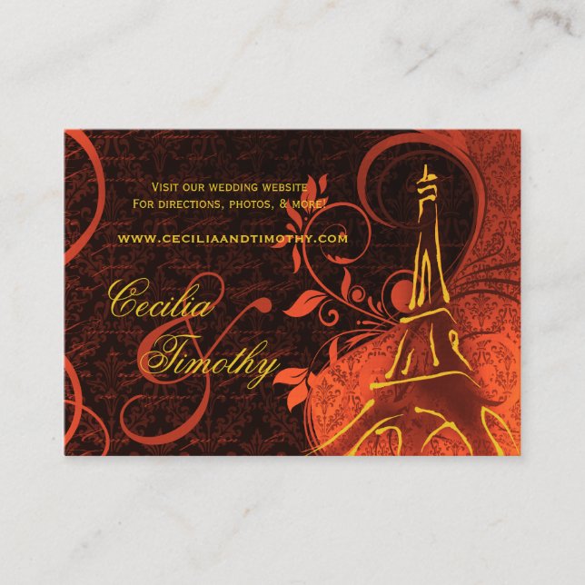 Carte D'accompagnement Damask Parisienne : Fiery Punk Rock Mariage Websit (Devant)