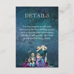 Carte D'accompagnement Dark Blue Alice in Wonderland Détails du Mariage