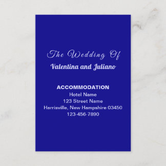 Carte D'accompagnement Dark Blue Wedding Accommodation Portrait