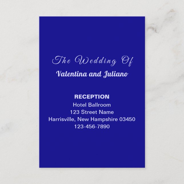 Carte D'accompagnement Dark Blue Wedding Reception Portrait (Devant)
