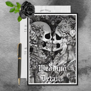 Carte D'accompagnement Dark Gothic Black & White Skeleton Couple Détails