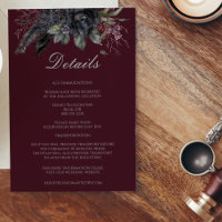Dark Gothic Floral Bourgogne Détails du Mariage of
