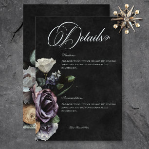Carte D'accompagnement Dark Gothic Mysterious Muted Floral Détails