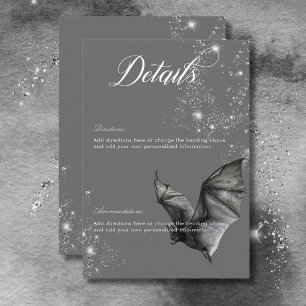 Carte D'accompagnement Dark Halloween Bat et Diamonds Mariage Détails