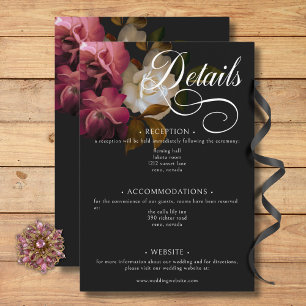 Carte D'accompagnement Dark Moody Bourgogne & Cream Peonies Black Détails