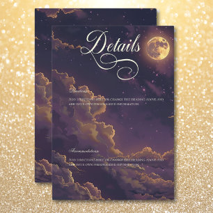 Carte D'accompagnement Dark Moody Purple & Gold Moonlit Clouds Détails