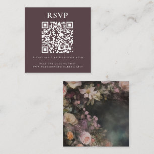 Carte D'accompagnement Dark Moody Romantic Floral Code QR Mariage en lign