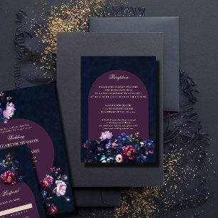 Carte D'accompagnement Dark Romantic Moody Floral Mauve Détails du Mariag