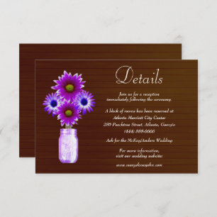 Carte D'accompagnement Dark Rustic Purple Floral Mason Jar Détail du Mari
