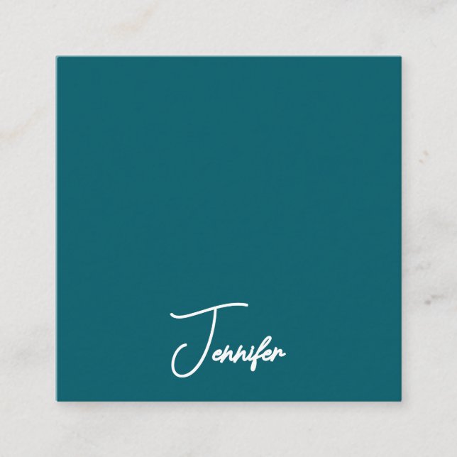 Carte D'accompagnement Dark Turquoise Trend Modern Minimalist Nom d'écrit (Devant)