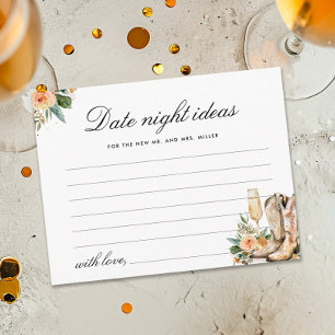 Carte D'accompagnement Date Night Ideas Boots et Bubbly Fête des mariées