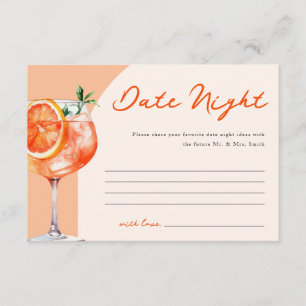 Carte D'accompagnement Date Nuit Aperol Spritz Fête des mariées